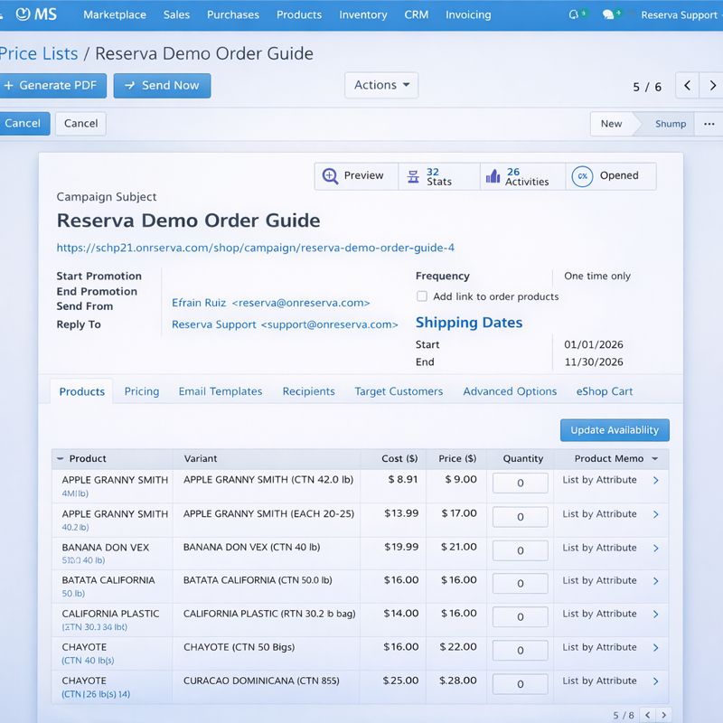 Produce Price Lists and Online Ordering Guides